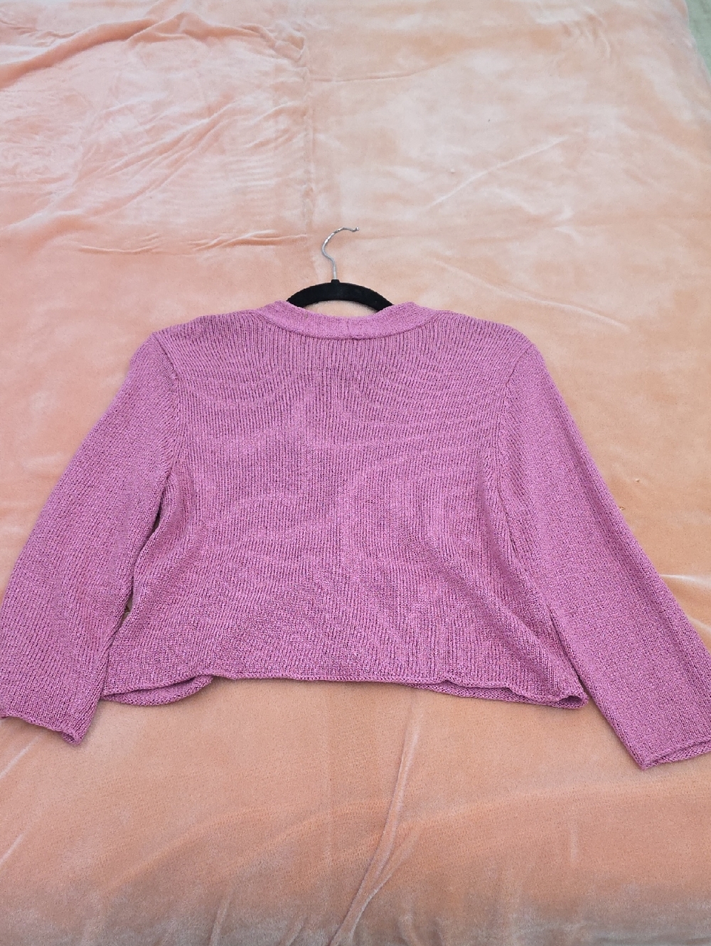 Eileen Fisher Silk Blend Pink V-Neck Knit Cardigan Sweater - Picture 4 of 7